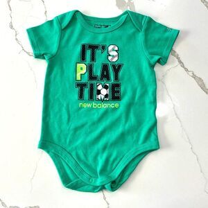 New Balance Boys Soccer Athletic Green Baby Infant Bodysuit One piece Size 6-9M